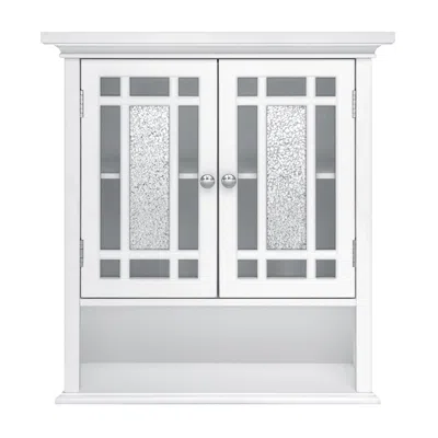 Teamson Home Windsor Removable Wooden Wall Cabinet With Glass Mosaic Doors In White