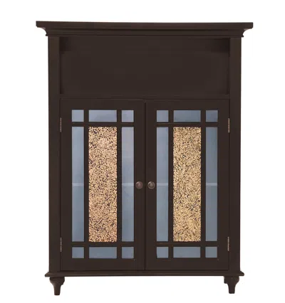 Teamson Home Windsor Wooden Floor Cabinet With Glass Mosaic Doors In Brown
