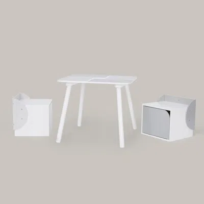 Teamson Kids - Biscay Bricks Table & Chairs Kids Furniture - Grey