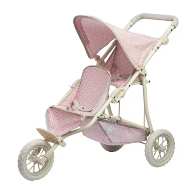 Teamson Kids Double Twin Baby Doll Stroller Pushchair Pink Ol-00004 In Animal Print