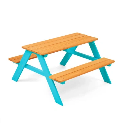 Teamson Kids Garden Outdoor Picnic Table & Chair Set Wood / Petrol Tk-kf0002