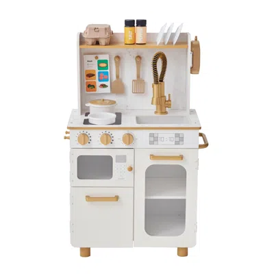 Teamson Kids Little Chef Memphis Play Kitchen + 16 Accessories And Interactive Toy Appliances, White/gold In Multi