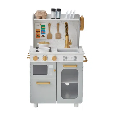 Teamson Kids Little Chef Memphis Play Kitchen With 16 Accessories, Gray/gold In Multi