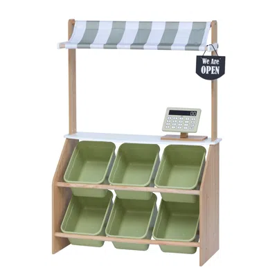 Teamson Kids - Little Helper Market Play Stand Play Kitchen - Olive Green