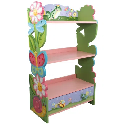 Teamson Kids Magic Garden Wooden Kids Bookcase Hand Crafted & Painted W-7500a
