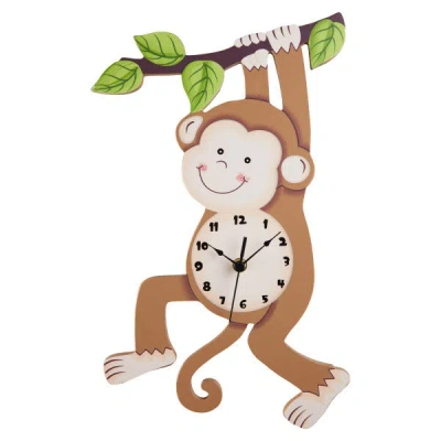 Teamson Kids Monkey Wall Clock Animal Themed Sunny Safari By  Kids Td-0081ar In Multi