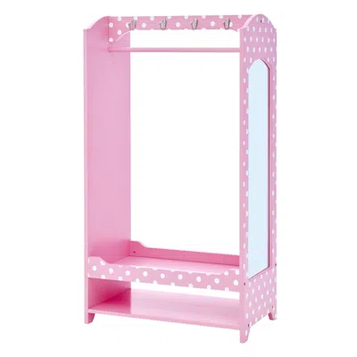 Teamson Kids Polka Dot Kids Wooden Clothes Rack Hanger Storage Pink Td-12949a In Multi