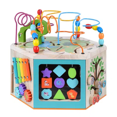 Teamson Kids Preschool 7 In 1 Wooden Activity Cube, Educational Toy Ps-t0005