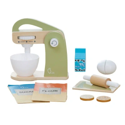 Teamson Kids Wooden Mixer Play Kitchen Toy Accessories Green 10 Pcs Tk-w00007