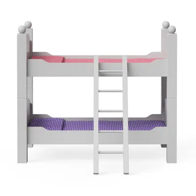 Teamson Olivia's Little World 18" Dolls Convertible Bunk Bed - Stacked Or Unstacked As Two Single Beds, Whit In Gray