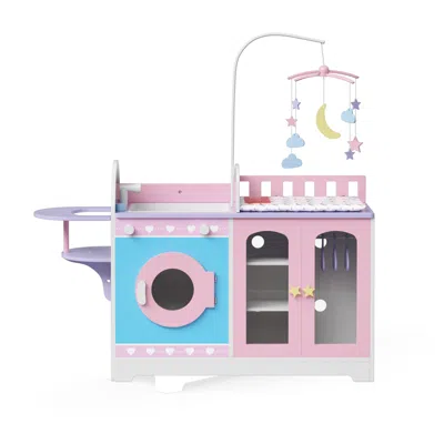Teamson Olivia's Little World 6-in-1 Baby Doll Changing Station With Bedding & Mobile, Pink/purple In Multi