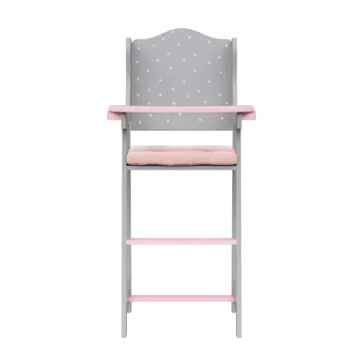 Teamson Olivia's Little World Princess Polka Dot Baby Doll High Chair For Dolls 16"-18", Gray/pink