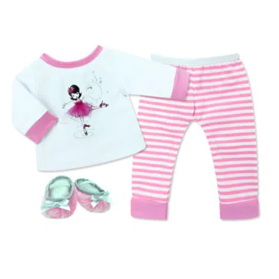 Teamson Sophia's 15" Doll Ballerina Print Pj's & Slippers Set Light Pink In Multi