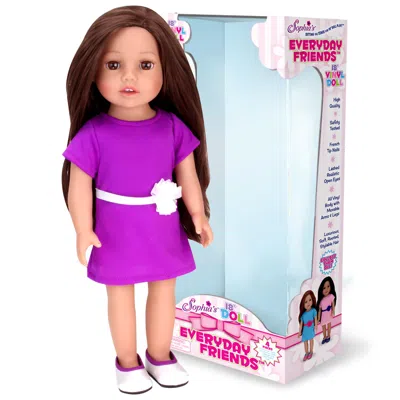 Teamson Sophia's 18" All Vinyl Brunette Hair Doll "miley" With Brown Eyes In Multi