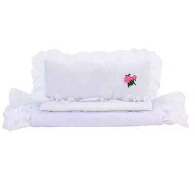 Teamson Sophia's 3 Piece Eyelet Bedding Set For 18" Dolls, White