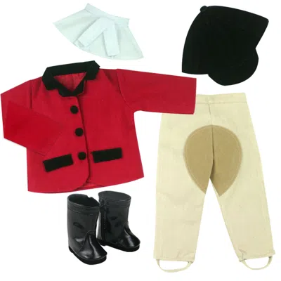 Teamson Sophia's 5 Piece Riding Outfit Set For 18'' Dolls, Red In Multi
