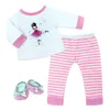 Teamson Sophia's Ballerina Design Pajama & Slipper Set For 15" Baby Dolls, Light Pink/white