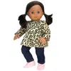 Teamson Sophia's Cheetah Print Tunic And Denim Jeggings Outfit Set For 15'' Dolls, Tan