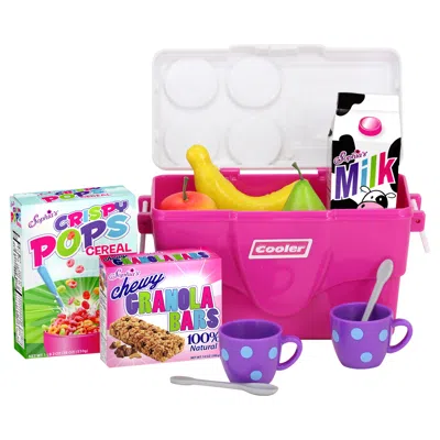 Teamson Sophia's Cooler, Mugs And Grocery Food Set For 18'' Dolls, Hot Pink In Multi