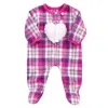Teamson Sophia's Flannel Sleeper With Sherpa Heart Design For 15'' Dolls, Hot Pink