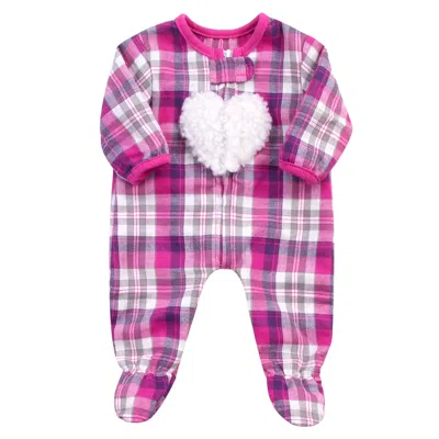 Teamson Sophia's Flannel Sleeper With Sherpa Heart Design For 15'' Dolls, Hot Pink In Multi