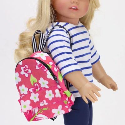 Teamson Sophia's Flower Print Backpack For 18" Dolls, Hot Pink In Multi