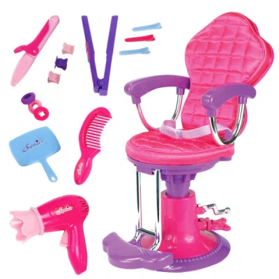 Teamson Sophia's Hair Styling Kit With Salon Chair Set For 18'' Dolls, Pink