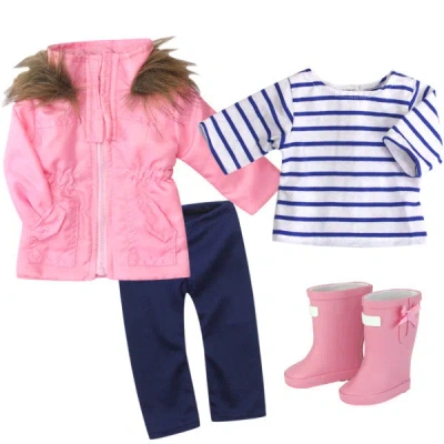 Teamson Sophia's Jacket, Leggings, T-shirt, And Rain Boots For 18" Dolls In Pink
