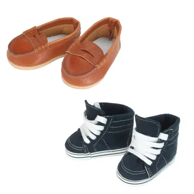 Teamson Sophia's Loafers And High Top Shoes For 18" Boy Dolls, Brown/blue