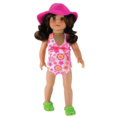Teamson Sophia's One-piece Bathing Suit & Hat For 18" Dolls, Hot Pink