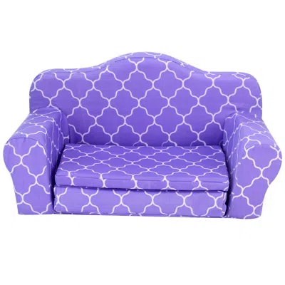 Teamson Sophia's Plush Pull Out Couch/double Bed Sized For 18" Dolls In Purple