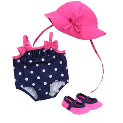 Teamson Sophia's Polka Dot Bathing Suit Set For 15'' Dolls, Navy/pink In Multi