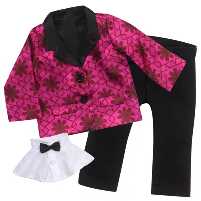 Teamson Sophia's Satin Blazer, Dickie With Bow Tie, & Dress Pants For 18" Dolls, Magenta/black In Multi