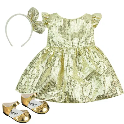 Teamson Sophia's Sequin Dress, Headband And Shoes For 18" Dolls, Gold