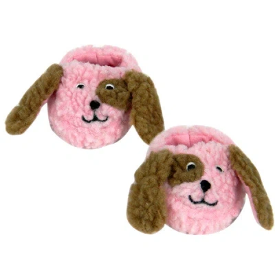 Teamson Sophia's Sherpa Puppy Dog Face Slippers For 18" Dolls, Pink/brown