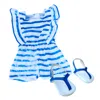 Teamson Sophia's Stripe Romper And Sandals For 18" Dolls, Blue/white