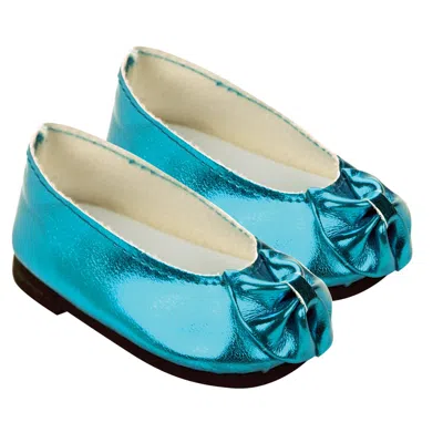 Teamson Sophia's Super Cute Mix & Match Metallic Accessory Slip-on Ballerina Ballet Patent Flat Shoes With S In Blue
