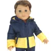Teamson Sophia's Two-tone Jacket With Hood For 18" Boy Dolls, Navy/yellow