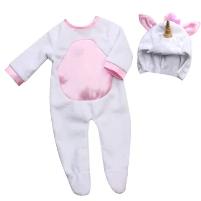 Teamson Sophia's Unicorn Costume With Rainbow Hair For 18" Dolls, White In Orange
