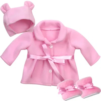 Teamson Sophia's Winter Coat, Hat And Boots Set For 15'' Dolls, Light Pink