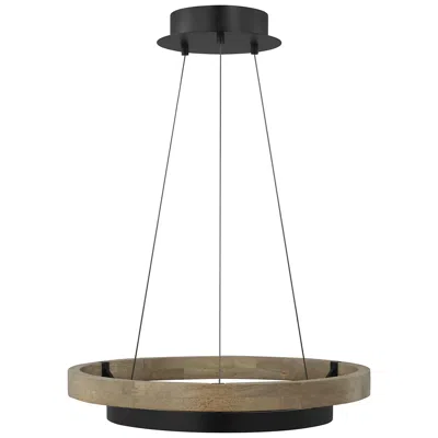 Tech Lighting Grace 24" Wide Matte Black And Weathered Oak Led Chandelier