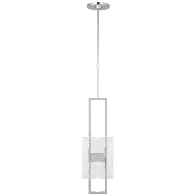 Tech Lighting Visual Comfort Modern 2700k Led 19 Inch Nickel And Chunky Glass Pendant In White