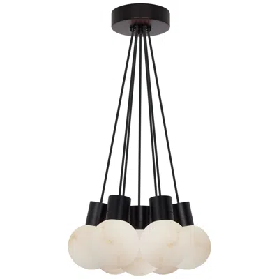 Tech Lighting Visual Comfort Modern 2700k Led 7 Light Alabaster And Black Chandelier In White