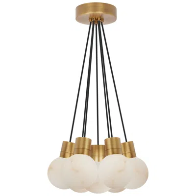 Tech Lighting Visual Comfort Modern 2700k Led 7 Light Alabaster And Brass Chandelier In White