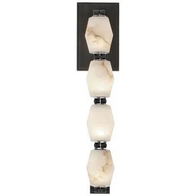 Tech Lighting Visual Comfort Modern 27k Led 15 Inch Tall Alabaster And Bronze Wall Sconce In White
