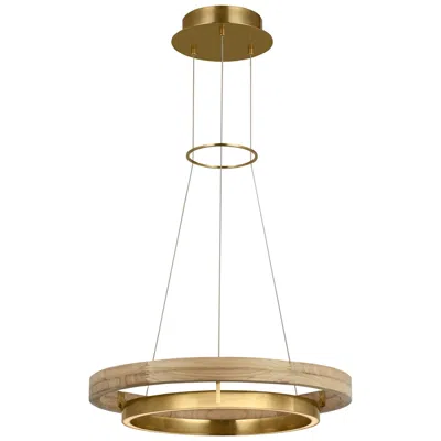 Tech Lighting Visual Comfort Modern 30k Led 24 Inch Natural Oak And Brass Ring Chandelier