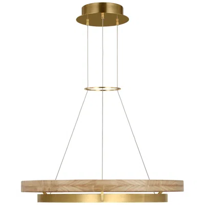 Tech Lighting Visual Comfort Modern 30k Led 30 Inch Natural Oak And Brass Ring Chandelier