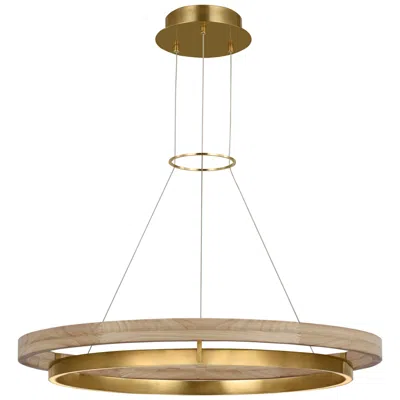 Tech Lighting Visual Comfort Modern 30k Led 36 Inch Natural Oak And Brass Ring Chandelier