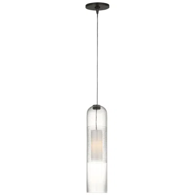 Tech Lighting Visual Comfort Modern Gy 6.35 4-inch Wide Ribbed Glass And Bronze Pendant