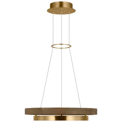 Tech Lighting Visual Comfort Modern Led 24 Inch Weathered Oak And Brass Ring Chandelier